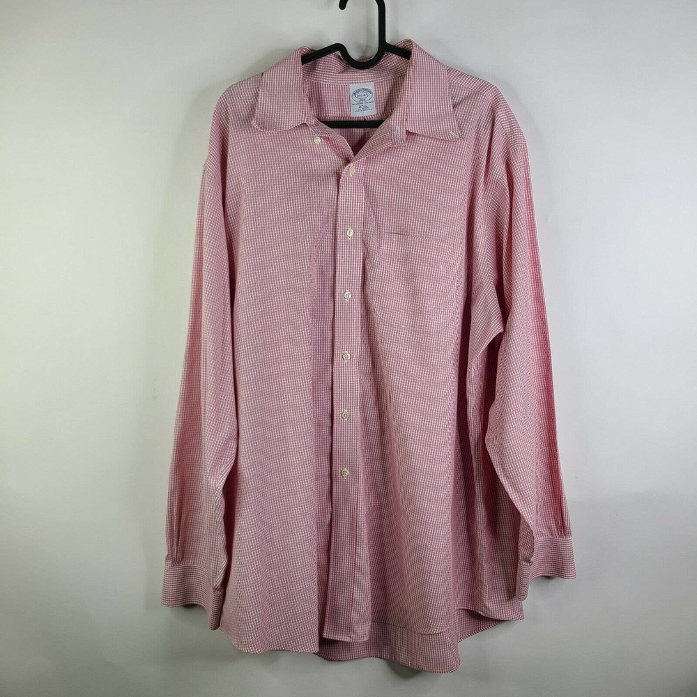 Brooks Brothers Slim Fit Red Check Long Sleeve Casual Shirt Size 17.5 - 4/5
